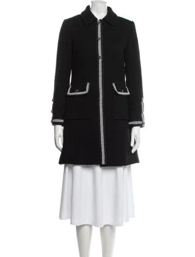 Pre-owned Maje Tweed Pattern Coat In Black