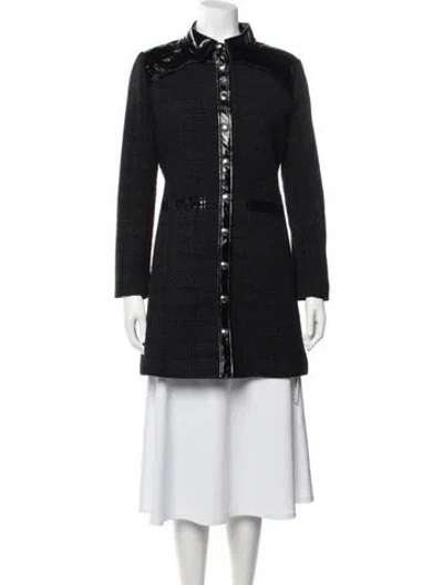 Pre-owned Maje Tweed Pattern Coat In Black