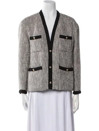 Pre-owned Maje Tweed Pattern Coat In Gray