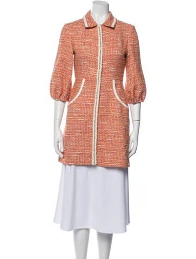 Pre-owned Maje Tweed Pattern Coat In Orange