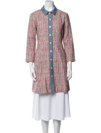 Pre-owned Maje Tweed Pattern Coat W/ Tags In Pink