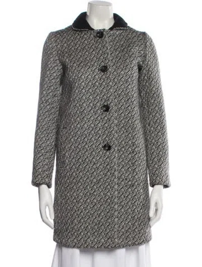 Pre-owned Maje Tweed Pattern Coat In White
