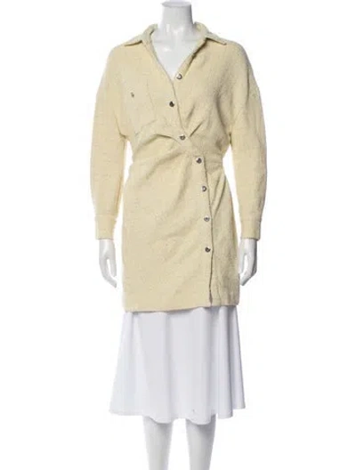 Pre-owned Maje Tweed Pattern Coat In Yellow
