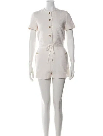 Pre-owned Maje Tweed Pattern Crew Neck Romper In Neutrals