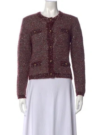 Pre-owned Maje Tweed Pattern Crew Neck Sweater W/ Tags In Purple
