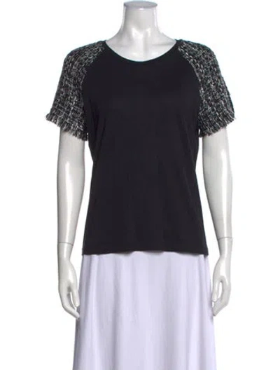 Pre-owned Maje Tweed Pattern Crew Neck T-shirt In Black/metallic