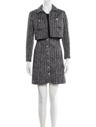 Pre-owned Maje Tweed Pattern Dress Set W/ Tags In Blue