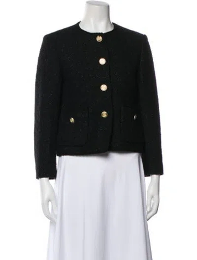 Pre-owned Maje Tweed Pattern Evening Jacket In Black