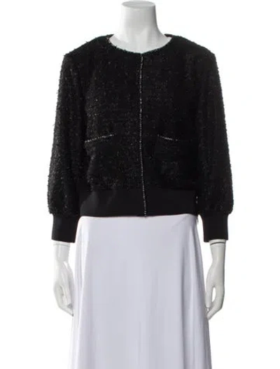 Pre-owned Maje Tweed Pattern Evening Jacket In Black