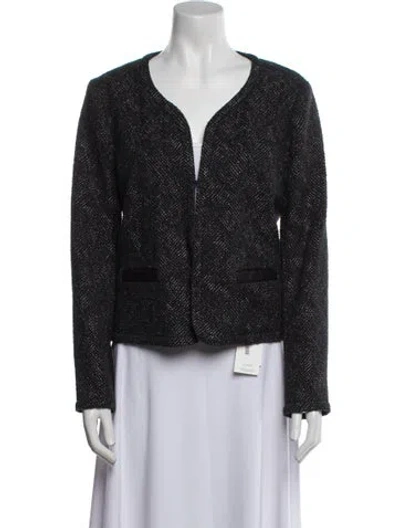 Pre-owned Maje Tweed Pattern Evening Jacket In Black