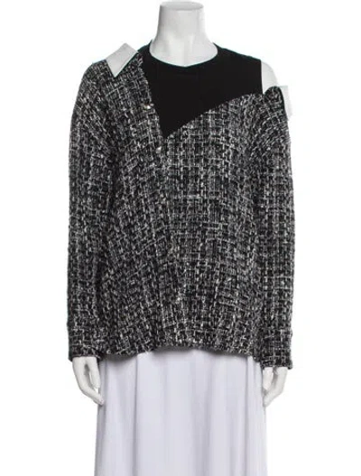 Pre-owned Maje Tweed Pattern Evening Jacket In Black