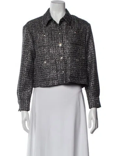 Pre-owned Maje Tweed Pattern Evening Jacket In Black
