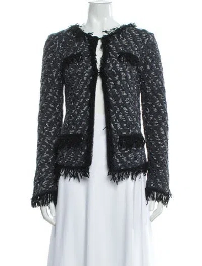 Pre-owned Maje Tweed Pattern Evening Jacket In Blue