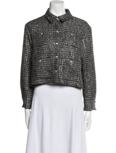 Pre-owned Maje Tweed Pattern Evening Jacket In Blue