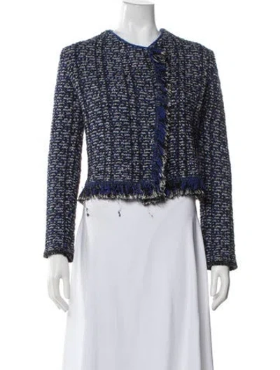 Pre-owned Maje Tweed Pattern Evening Jacket In Blue