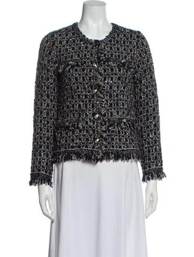 Pre-owned Maje Tweed Pattern Evening Jacket In Blue