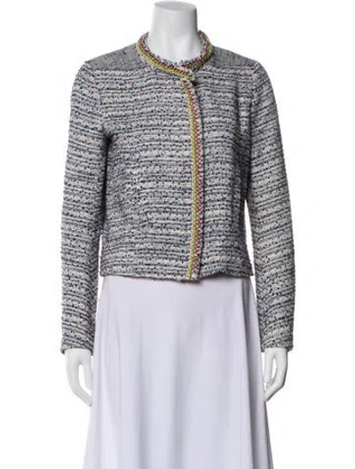 Pre-owned Maje Tweed Pattern Evening Jacket In Blue