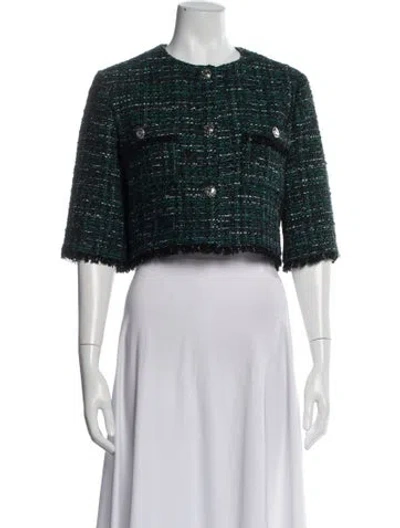 Pre-owned Maje Tweed Pattern Evening Jacket In Green