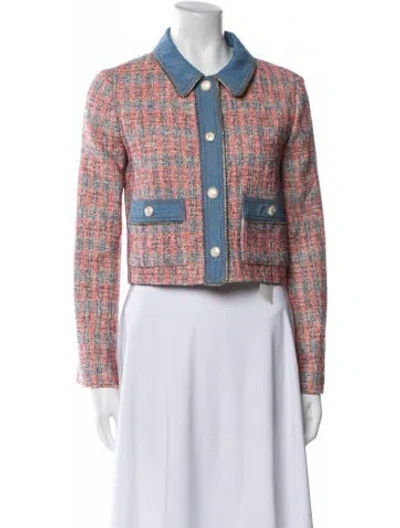 Pre-owned Maje Tweed Pattern Evening Jacket In Red