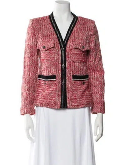 Pre-owned Maje Tweed Pattern Evening Jacket In Red