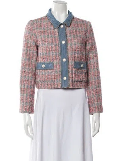 Pre-owned Maje Tweed Pattern Evening Jacket In Red