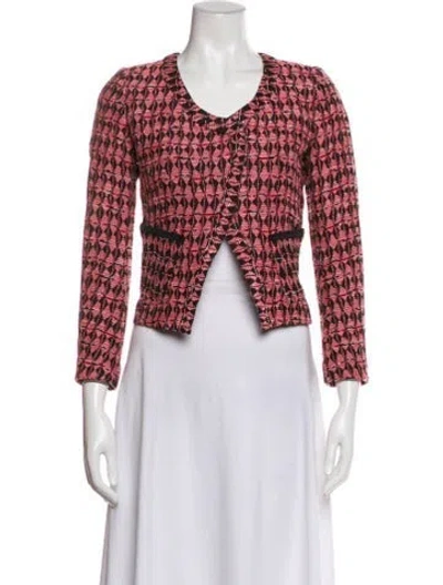 Pre-owned Maje Tweed Pattern Evening Jacket In Red