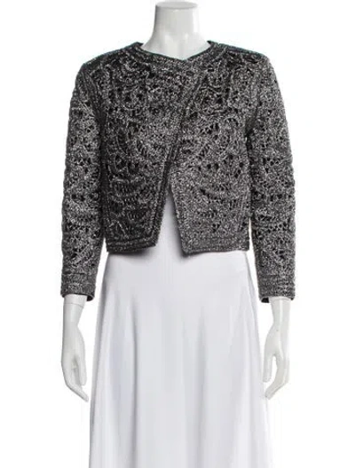 Pre-owned Maje Tweed Pattern Evening Jacket In Silver