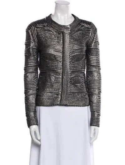 Pre-owned Maje Tweed Pattern Evening Jacket In Silver