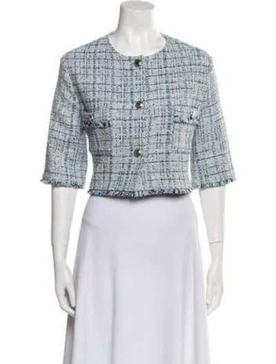 Pre-owned Maje Tweed Pattern Evening Jacket W/ Tags In Blue