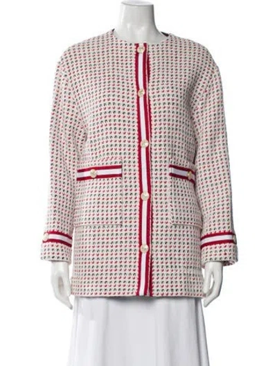 Pre-owned Maje Tweed Pattern Evening Jacket W/ Tags In White