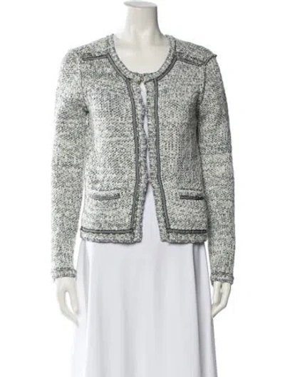 Pre-owned Maje Tweed Pattern Evening Jacket In White