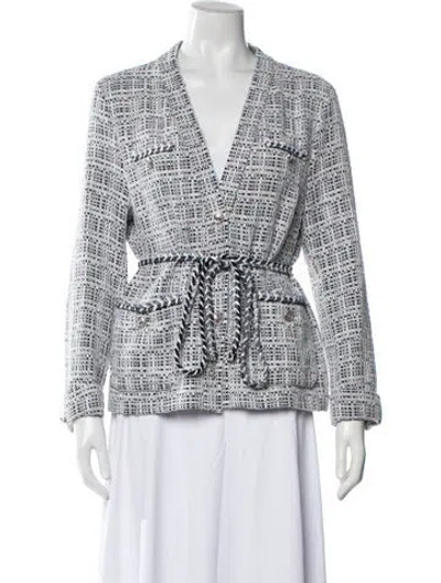 Pre-owned Maje Tweed Pattern Evening Jacket In White