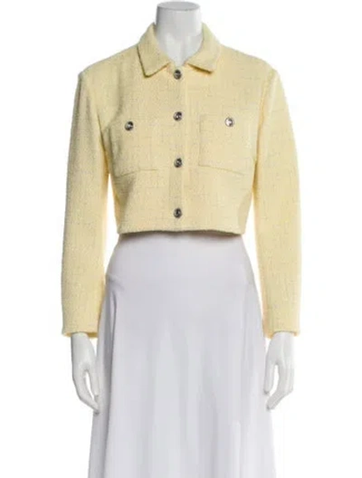 Pre-owned Maje Tweed Pattern Evening Jacket In Yellow