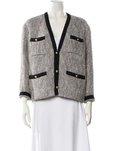 Pre-owned Maje Tweed Pattern Jacket In Black