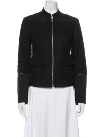 Pre-owned Maje Tweed Pattern Jacket In Black