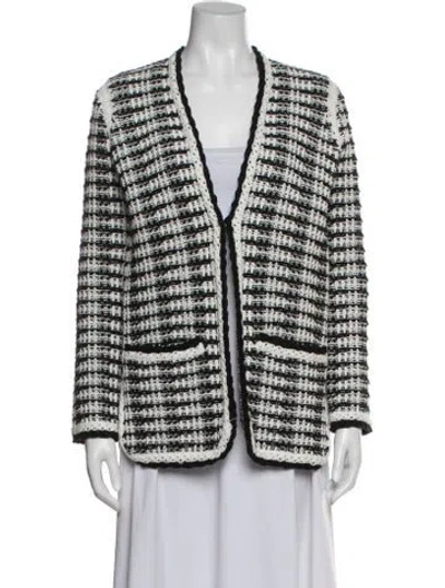 Pre-owned Maje Tweed Pattern Jacket In Black