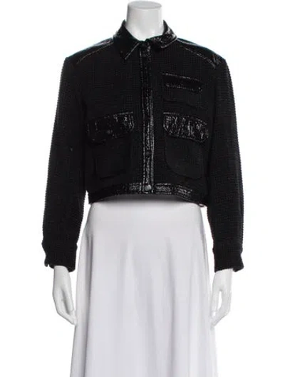 Pre-owned Maje Tweed Pattern Jacket In Black