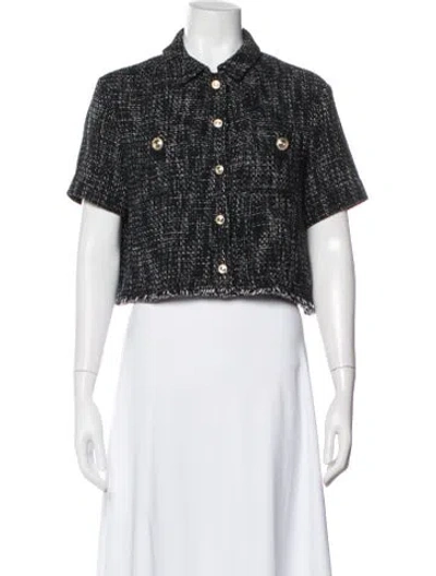 Pre-owned Maje Tweed Pattern Jacket In Black