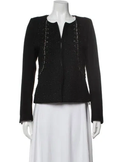 Pre-owned Maje Tweed Pattern Jacket In Black