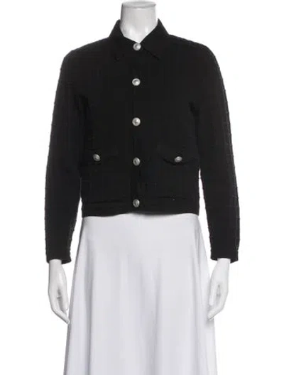 Pre-owned Maje Tweed Pattern Jacket In Black