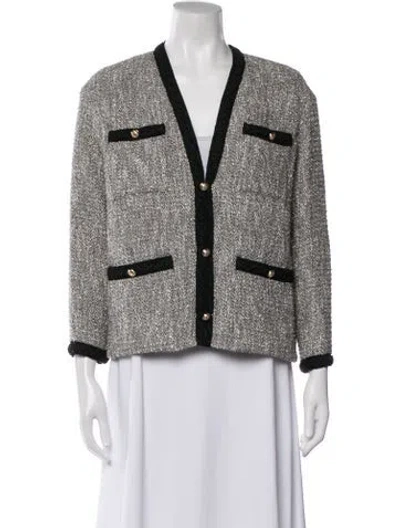 Pre-owned Maje Tweed Pattern Jacket In Black/grey