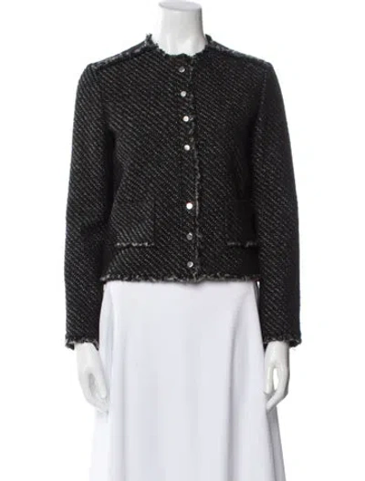 Pre-owned Maje Tweed Pattern Jacket In Blue