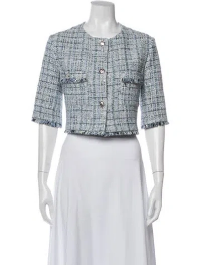 Pre-owned Maje Tweed Pattern Jacket In Blue