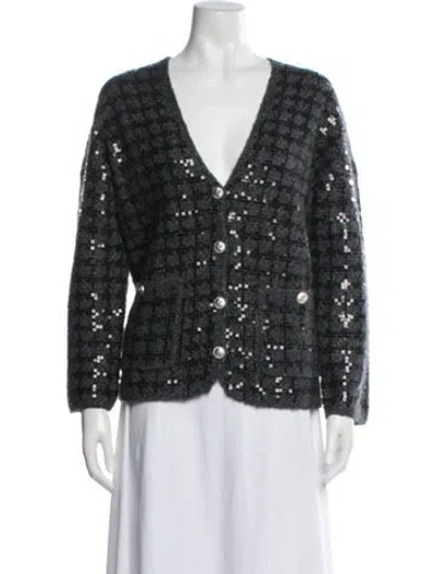 Pre-owned Maje Tweed Pattern Jacket In Blue