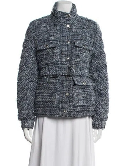 Pre-owned Maje Tweed Pattern Jacket In Blue