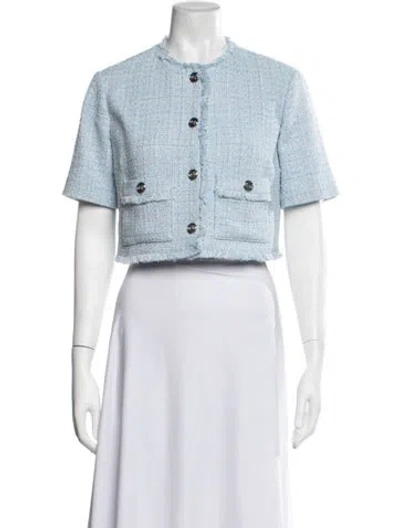 Pre-owned Maje Tweed Pattern Jacket In Blue