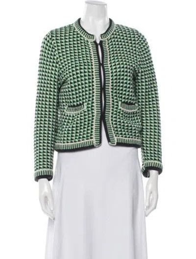Pre-owned Maje Tweed Pattern Jacket In Green