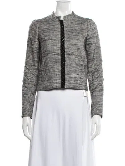 Pre-owned Maje Tweed Pattern Jacket In Grey
