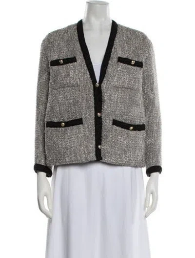 Pre-owned Maje Tweed Pattern Jacket In Grey