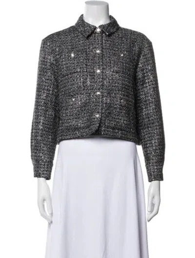 Pre-owned Maje Tweed Pattern Jacket In Grey